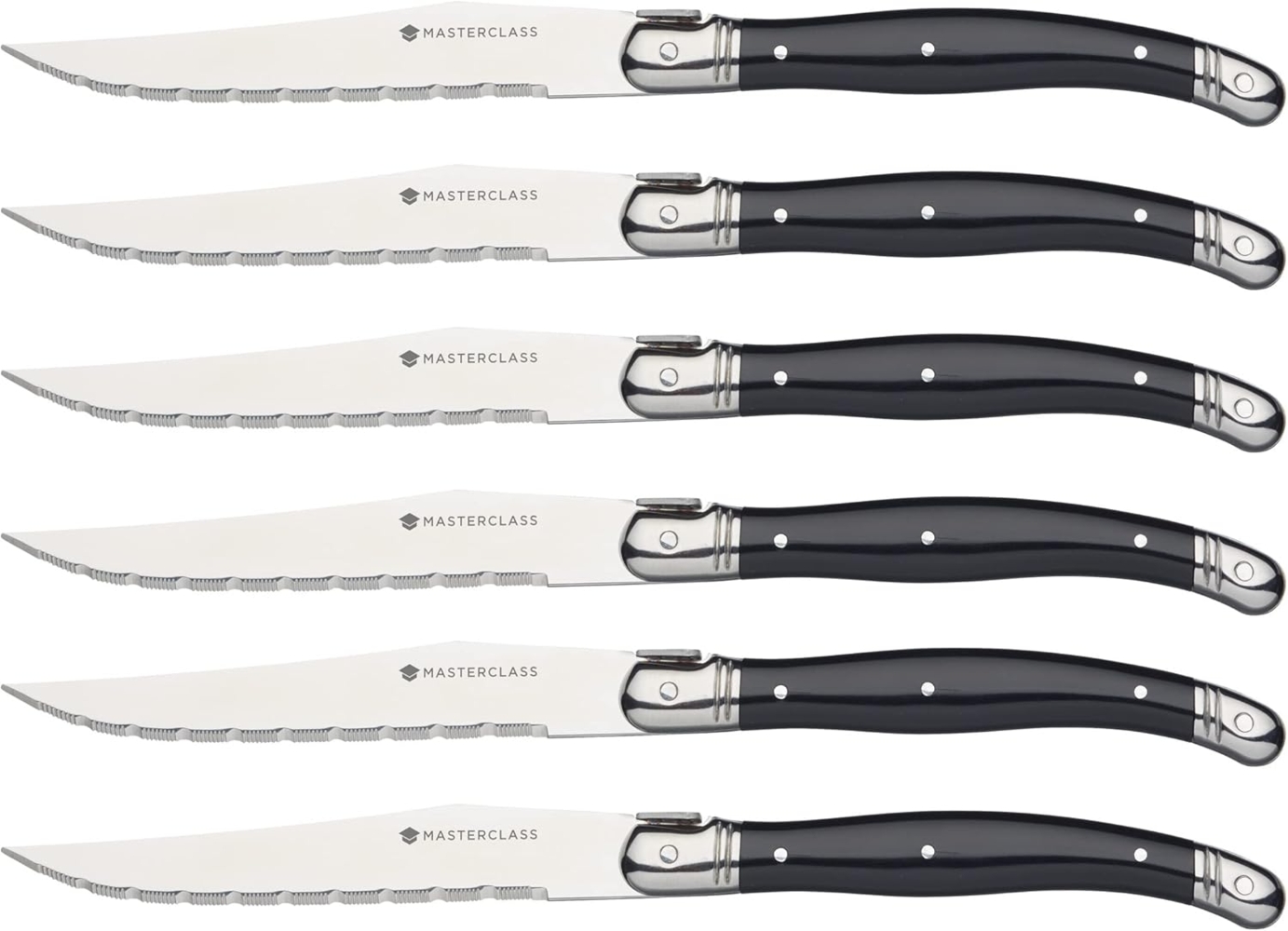 Kitchencraft MasterClass Luxuriöse Steakmesser aus Edelstahl (6er-Set), Silber, 1. 2 x 1. 6 x 23 cm Bild 1