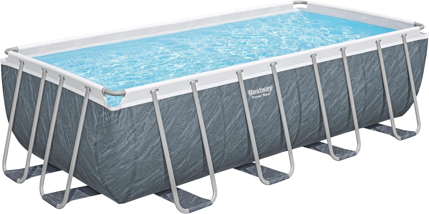 Power Steel™ Solo Pool ohne Zubehör 488 x 244 x 122 cm, Marmor-Optik (Schiefergrau), eckig Bild 1