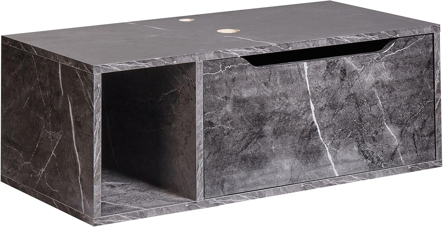 Wandmontierter Waschtischunterschrank CASCAVEL 80 cm Schwarzer Marmor Bild 1