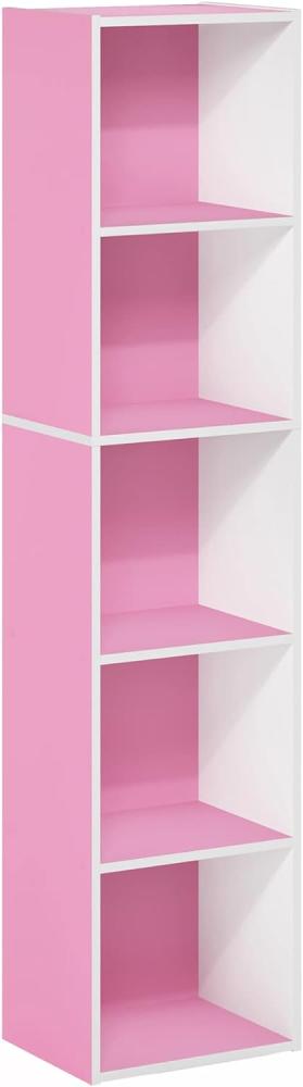 Furinno Luder Bücherregal 5 Etagen Würfel Rosa Weiß Bild 1