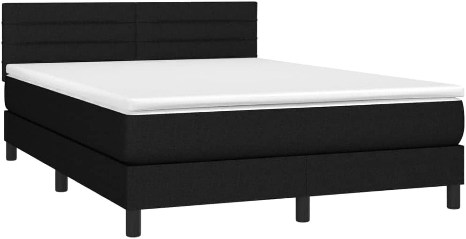 vidaXL Boxspringbett mit Matratze & LED Schwarz 140x200 cm Stoff 3133239 Bild 1