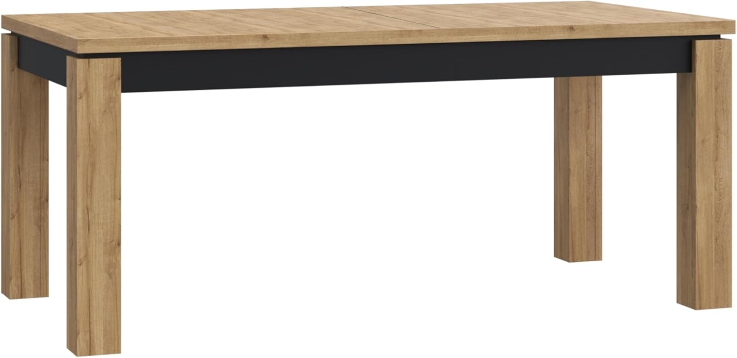 FORTE Kaszimiro Esstisch ausziehbar, Holzwerkstoff, Braun/Schwarz, 180,4 x 78,2 x 90,4 cm Bild 1