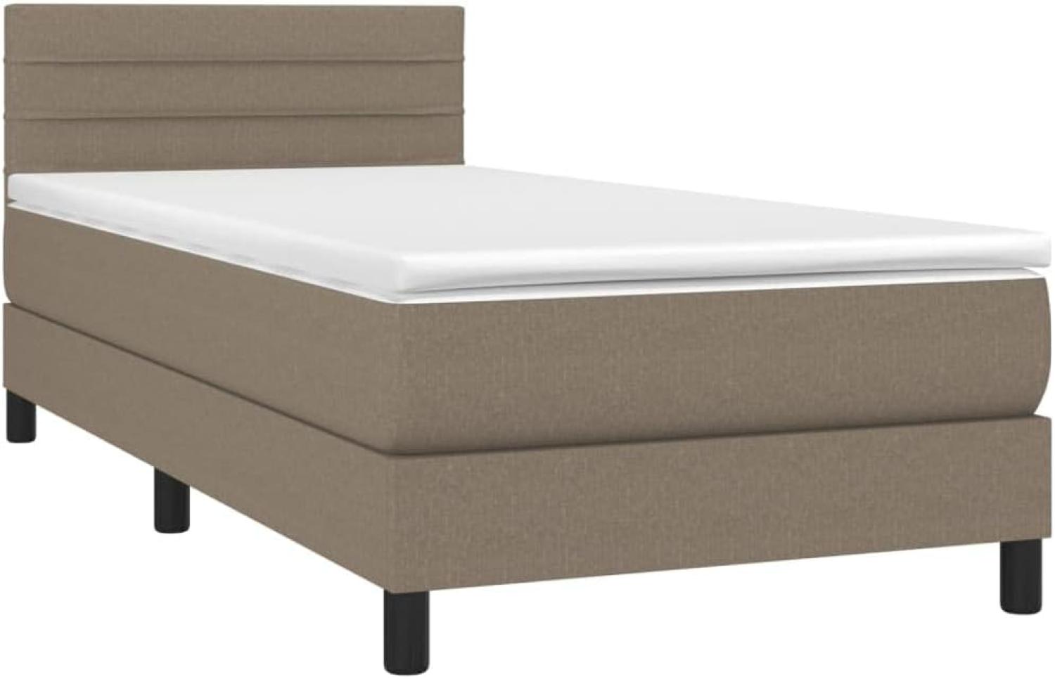 vidaXL Boxspringbett mit Matratze Taupe 90x200 cm Stoff 3140109 Bild 1