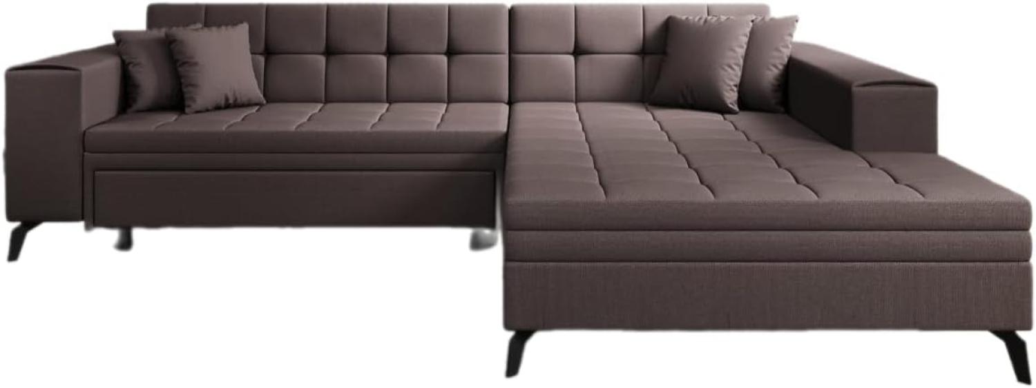 Designer Sofa Frida mit Schlaffunktion Stoff Dunkelbraun Rechts Bild 1