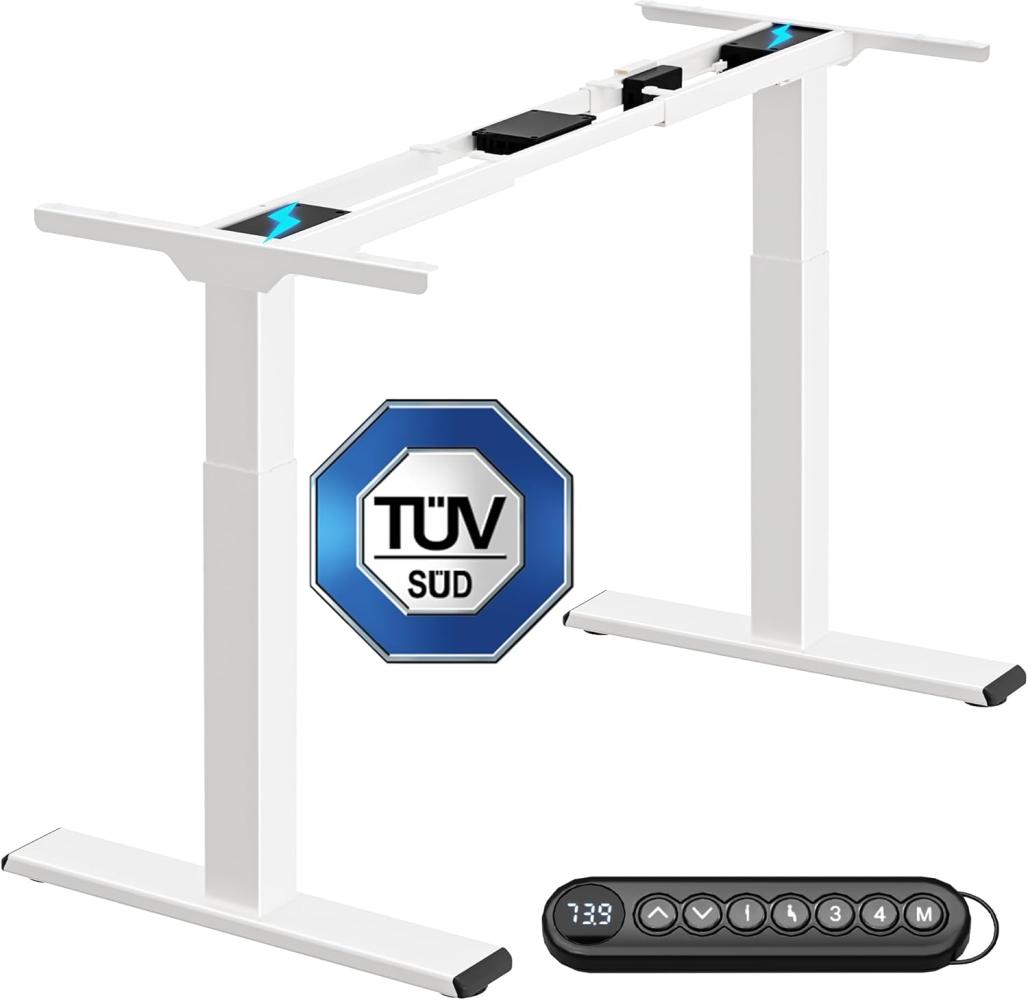 ALLDREI AS7 höhenverstellbares Tischgestell für Schreibtische, elektrisch stufenlos Höhenverstellung, mit 4 Speicher-Steuerung, 2 Motoren, 2-Fach-Teleskop (Weiß) Bild 1