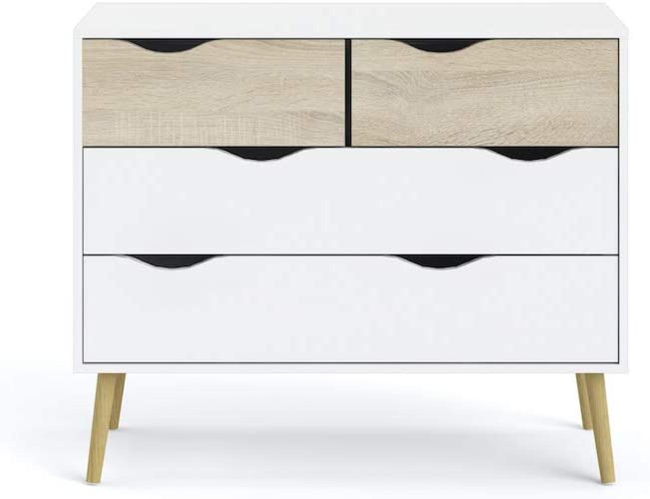 Kommode NAPOLI Sideboard Anrichte Schrank Highboard weiß/Eiche Dekor Landhaus Bild 1