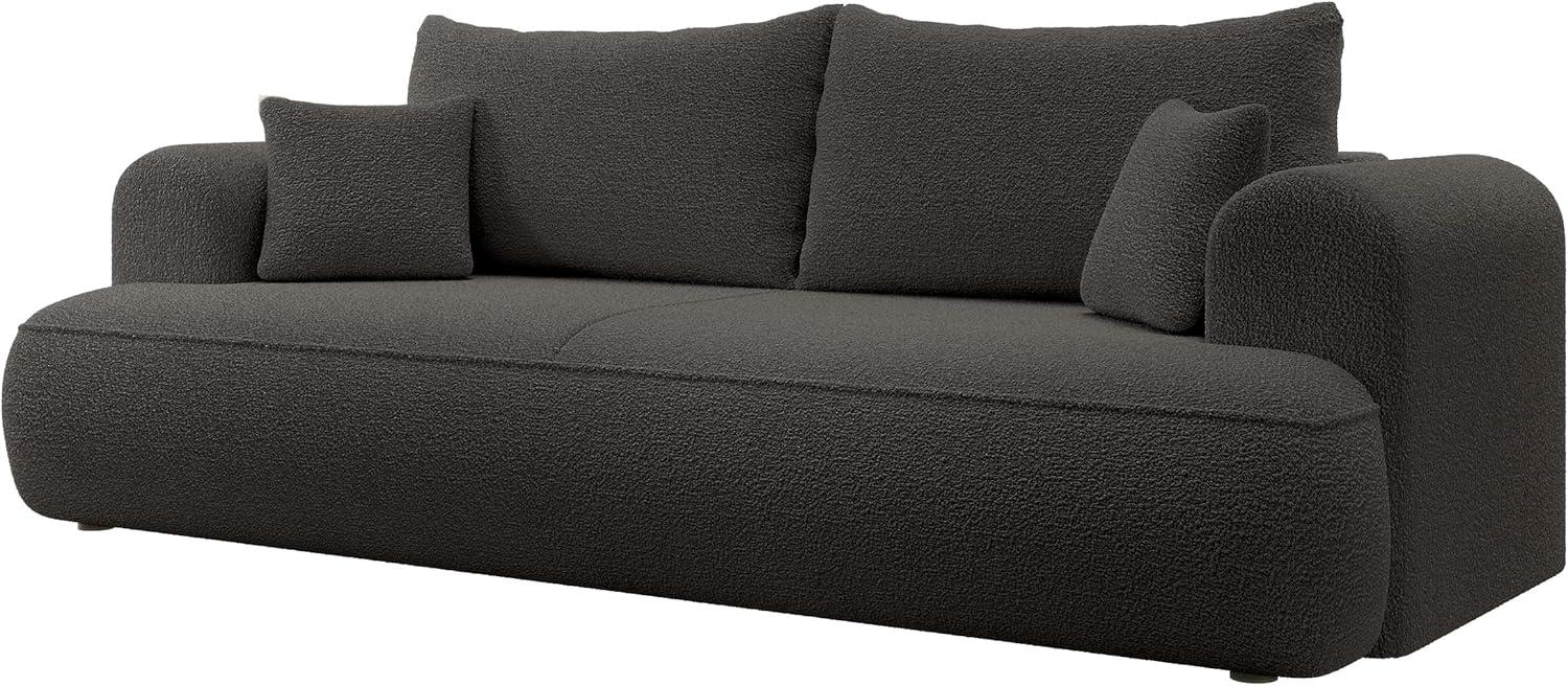 Selsey Sofa Schlafsofa Couch Mit Stauraum Schlaffunktion 3 Sitzer Pflegeleicht Polyurethanschaum Boucle Dunkelgrau OVO Bild 1