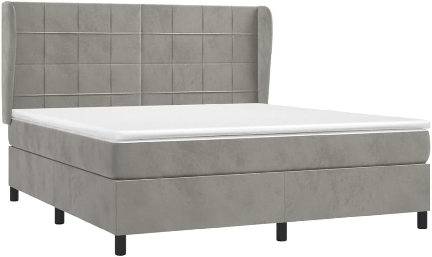 vidaXL Boxspringbett mit Matratze Hellgrau 180x200 cm Samt 3129225 Bild 1