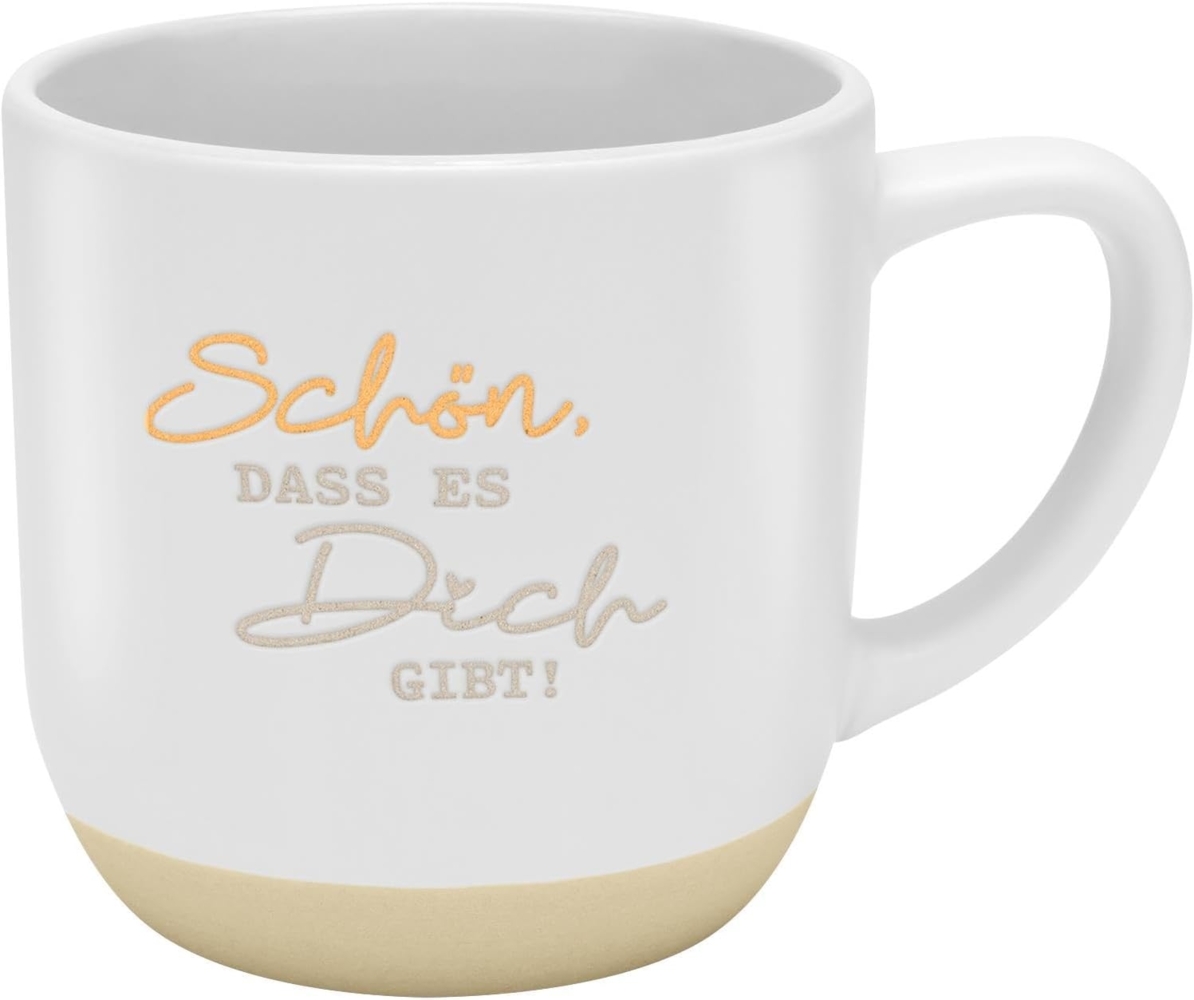 GRUSS & CO Tasse mit Garvur "Schön,dass es dich gibt" | Steinzeug, 40 cl, mehrfarbig | Geschenk Freunde, Geburtstag | 48987 Bild 1