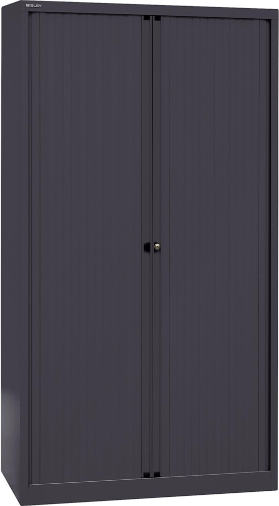 Bisley Rollladenschrank EuroTambour, 4 Fachböden, 5 OH, B 1000 mm, Farbe Korpus schwarz, Rollladen schwarz Bild 1