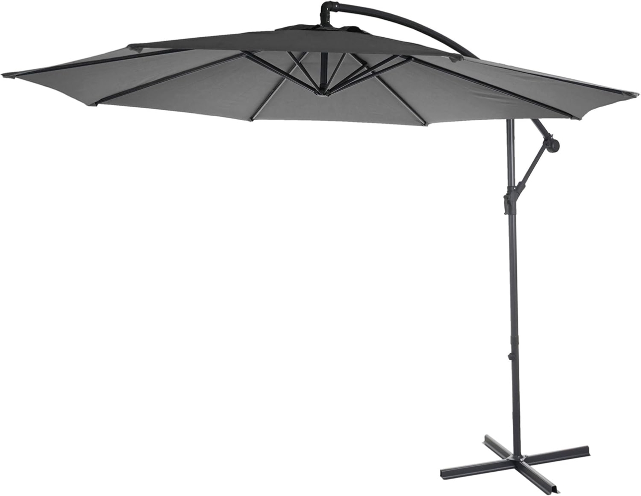 Ampelschirm Acerra, Sonnenschirm Sonnenschutz, Ø 3m neigbar, Polyester/Stahl 11kg ~ grau ohne Ständer Bild 1