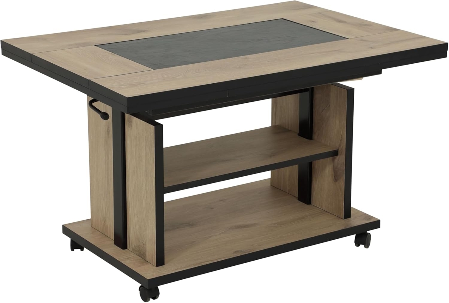 Hela Tische, Couchtisch mit 3 Funktionen Berlin, Dekor Artisan Eiche, Schieferplatteneinlage, Ausziehbar, Höhenverstellbar mit Lift, Kunststoff-Rollen mit Bremse Bild 1