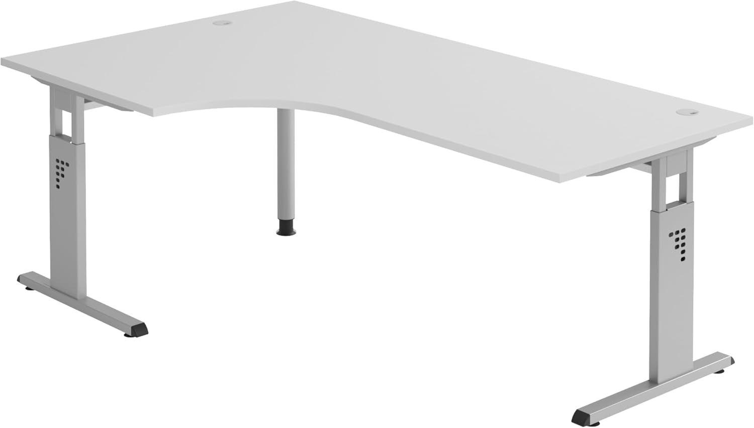 bümö® Stabiler Schreibtisch höhenverstellbar 200x120 cm | Eckschreibtisch in Grau | Büroschreibtisch mit Höheneinstellung | Tisch für Büro | Bürotisch in 9 Größen & 7 Dekoren Bild 1