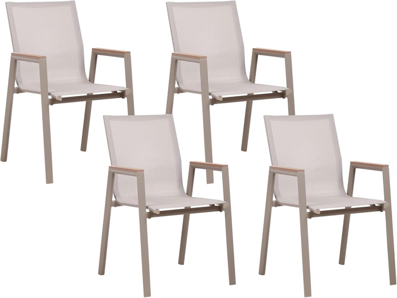 Gartenstuhl 4er Set TIANO Metall Taupe Bild 1