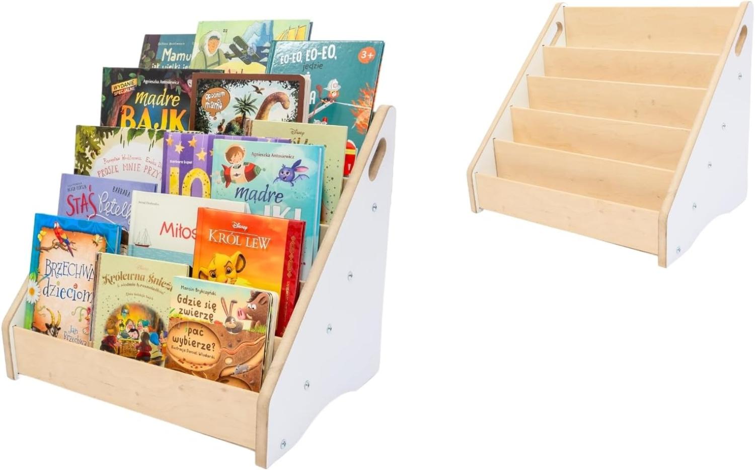 MAMOI® Bücherregal für Kinder, Bücherkiste für kinderzimmer, Book Shelf, Buchregal, Wandregal kinderregal, Kinderbücherregal, Bücherbank aus Holz, Kindermöbel für kleines Kind Montessori Bild 1