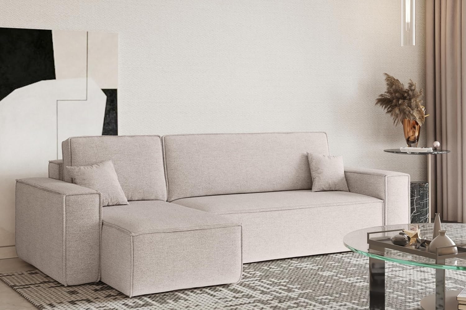 Kaiser Möbel Ecksofa mit schlaffunktion und bettkasten, Eckcouch L-Form BEST stoff Verita, Mit Schlaffunktion, Bettzeugkapazität, universell Bild 1