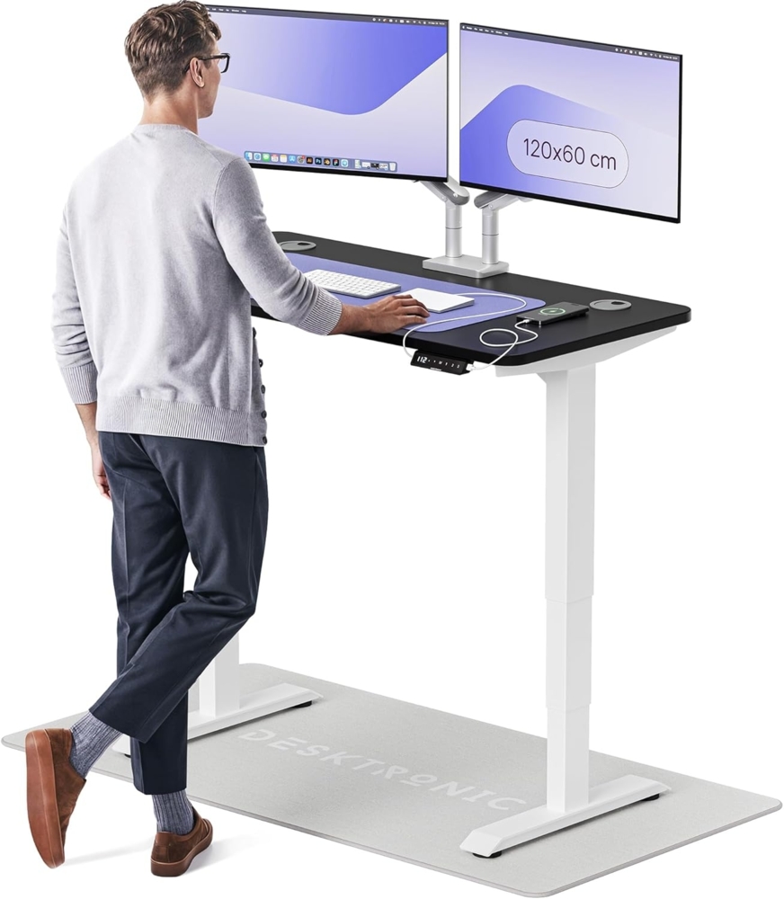 Desktronic HomePro Höhenverstellbarer Schreibtisch 120 × 60 cm – Elektrischer Schreibtisch Mit Zwei Elektrischen Motoren, Touchscreen-Steuerung und Integrierten USB-A- und USB-C-Ladeanschlüssen Bild 1