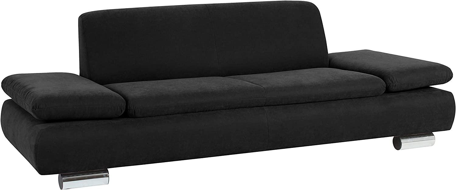 Terrence Sofa 2,5-Sitzer Veloursstoff Schwarz Metallfüße verchromt Bild 1