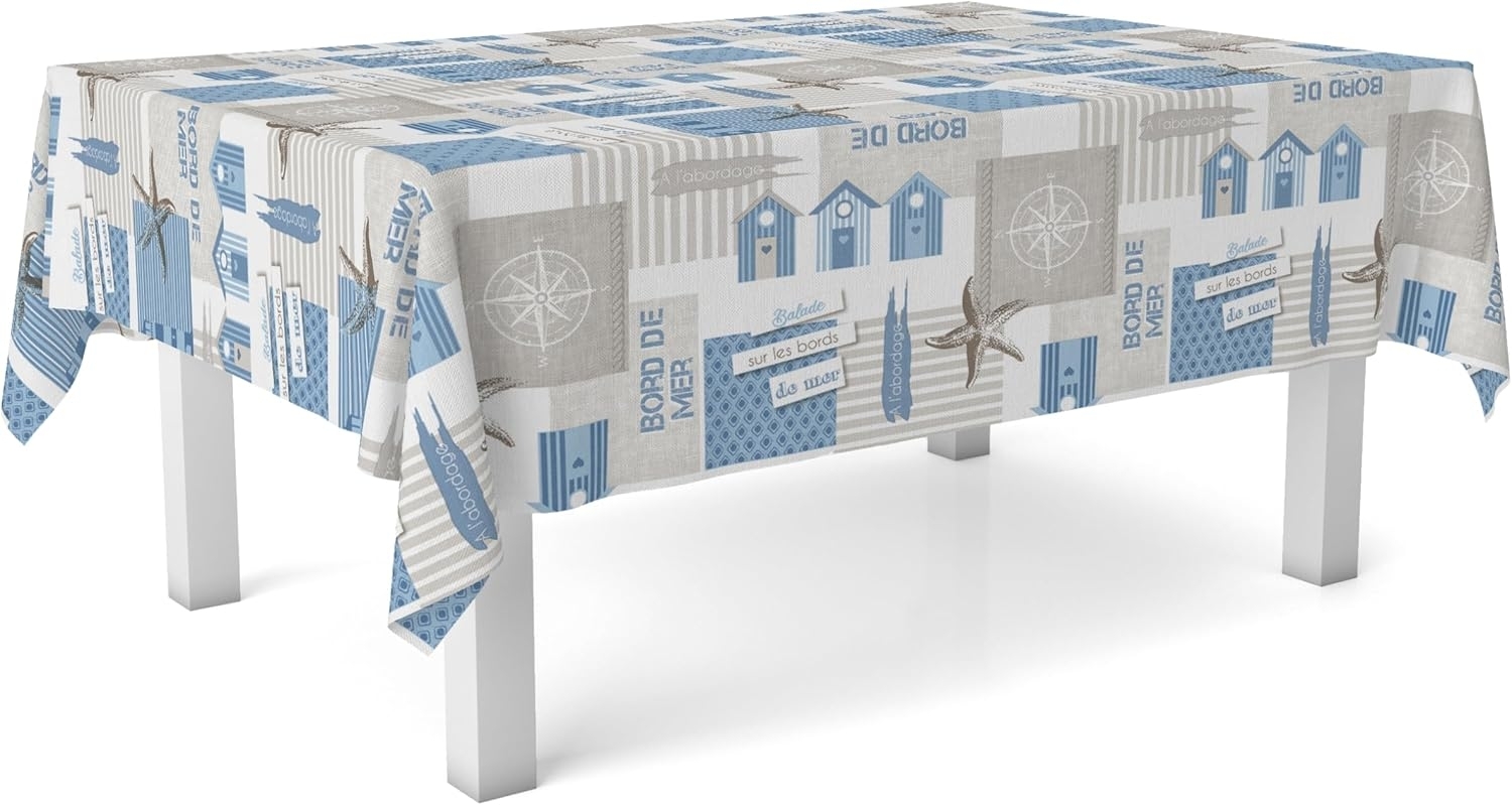 Martina Home Wachstuch-Tischdecke, Seestern, Blau, 180x140 cm Bild 1