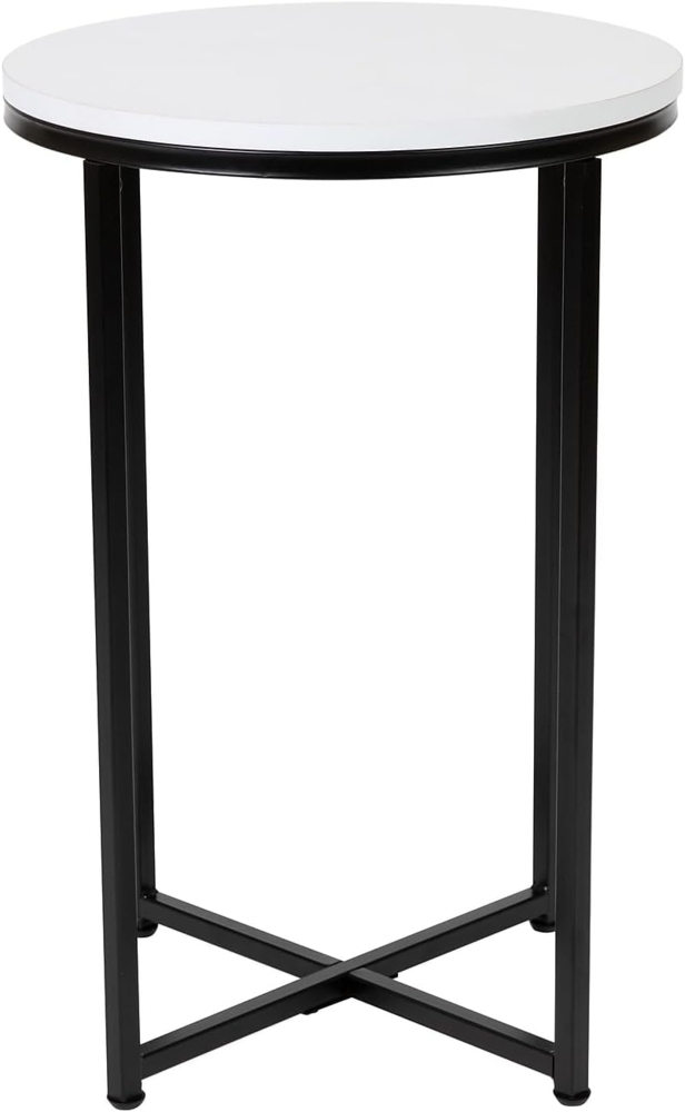 Flash Furniture Wohnzimmer Beistelltisch weiß matt schwarz Bild 1