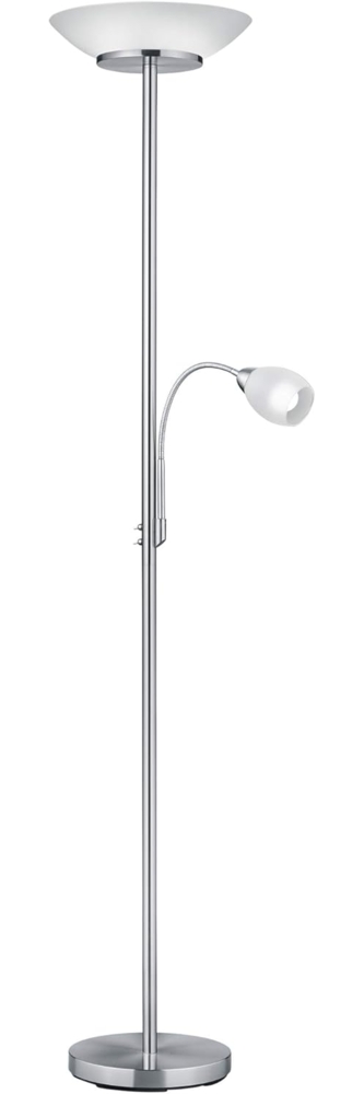 lightling Deckenfluter Klaus, Lichtquellen getrennt schaltbar, ohne Leuchtmittel, mit flexibler Leselampe, 180 cm hoch, nickel, Leuchtmittel tauschbar Bild 1