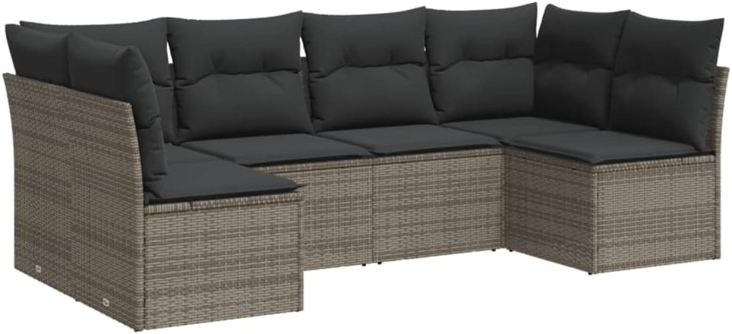 vidaXL 6-tlg. Garten-Sofagarnitur mit Kissen Grau Poly Rattan 3249229 Bild 1