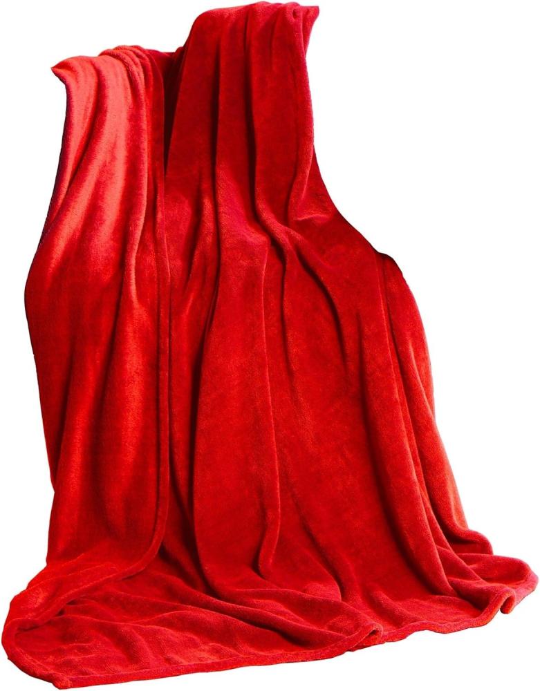 Wohndecke TV Decke Kuscheldecke Sofadecke Fleece 150x200cm rot, CelinaTex, allergikergeeignet,bügelfrei,dezenter Glanz,kuschelweich,mollig warm Bild 1