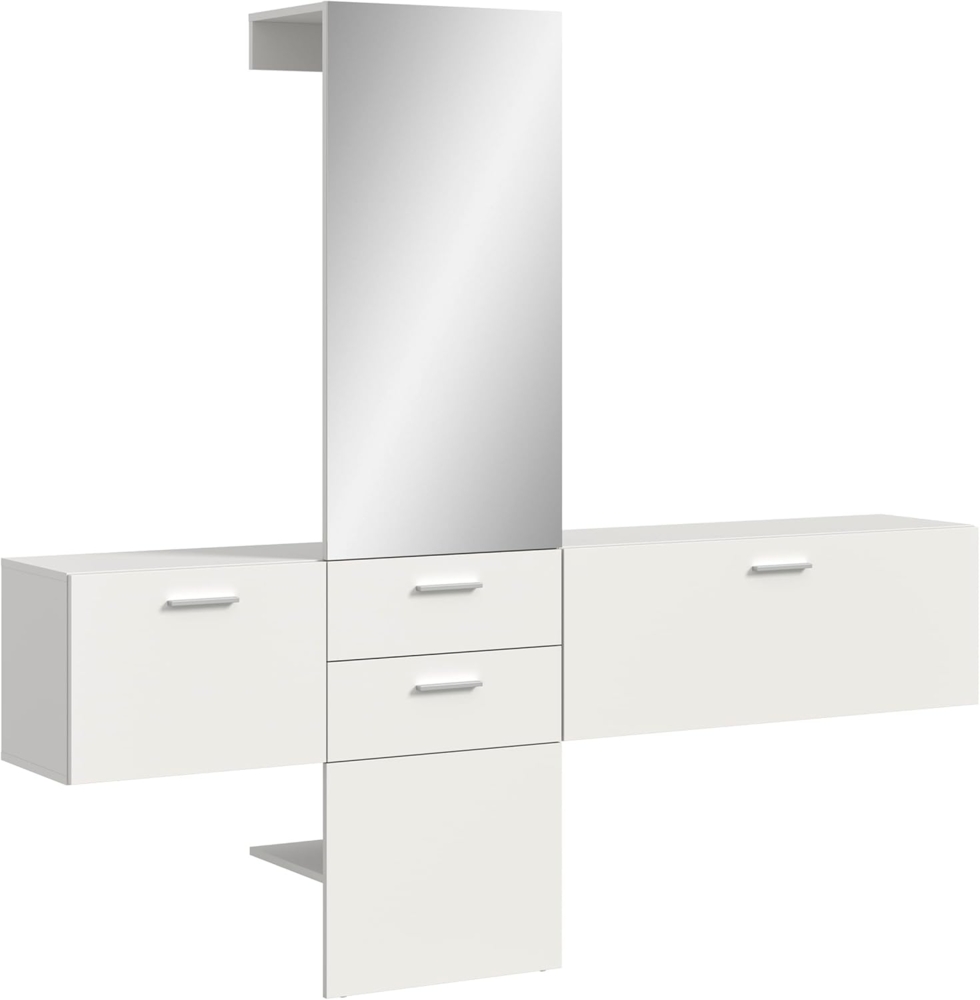 Garderobenkombination (B/H/T: 208x190x36 cm) in weiß Melamin Bild 1