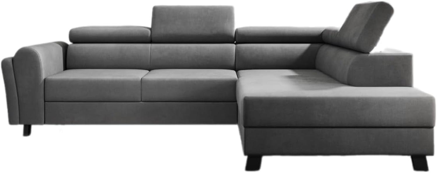 Designer Sofa Kira mit Schlaf- und Klappfunktion Samt Grau Rechts Bild 1