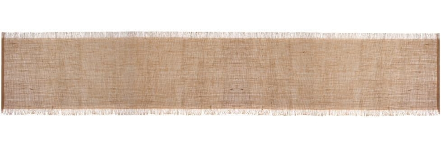 Mikasa Jutetischläufer, Beige Tischläufer für entspanntes Dinieren, 230x33 cm | Schützende Tischdecke mit ausgefranster Verzierung Bild 1