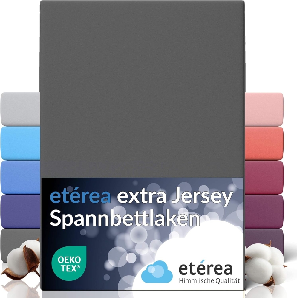 etérea Extra Jersey Spannbettlaken Anthrazit 180x200 - 200x220 cm Bild 1