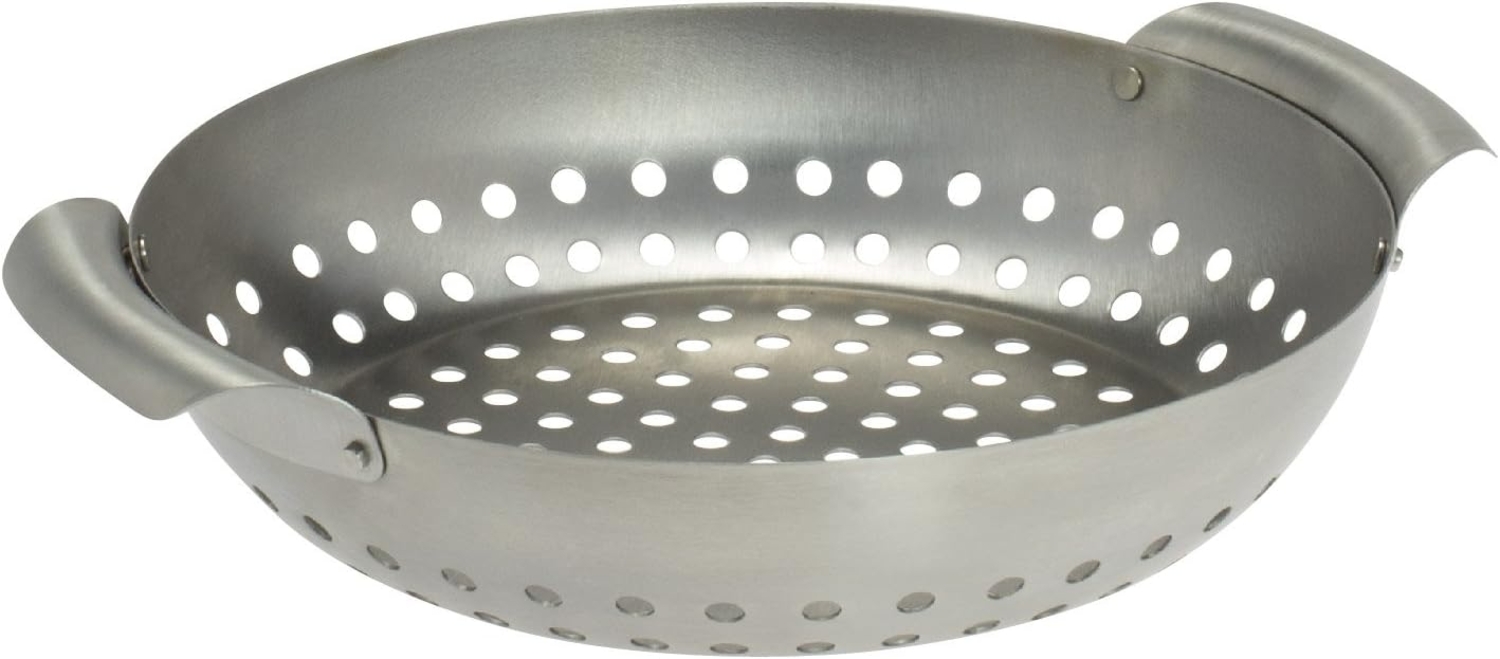 Grillkorb rund 27 x 6 x 22,5 cm Edelstahl Grillpanne Grillplatte Bild 1