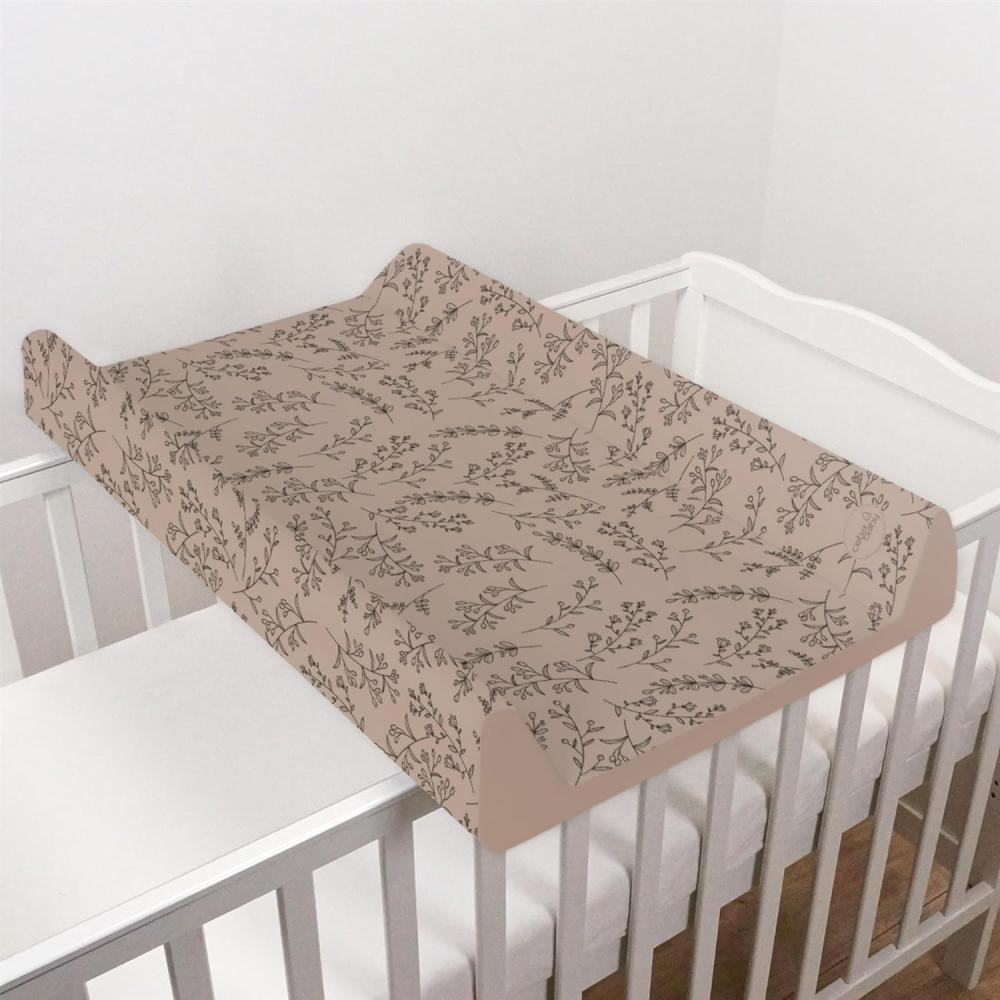 Baby Hardbase Wickelauflage/Top Changer 70x50 cm passend für 120x60 cm Kinderbett Unisex Keilabrollwindel Neugeborenes Baby wasserdichte Wickelauflage mit erhöhten Kanten (Blumen) Bild 1