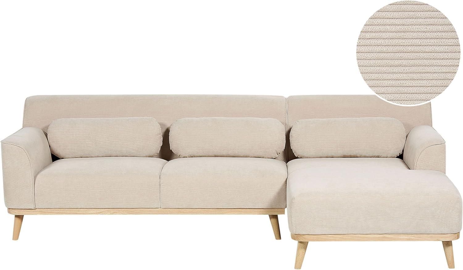 Ecksofa SIMOS Cord Helles Beige Linksseitig Bild 1