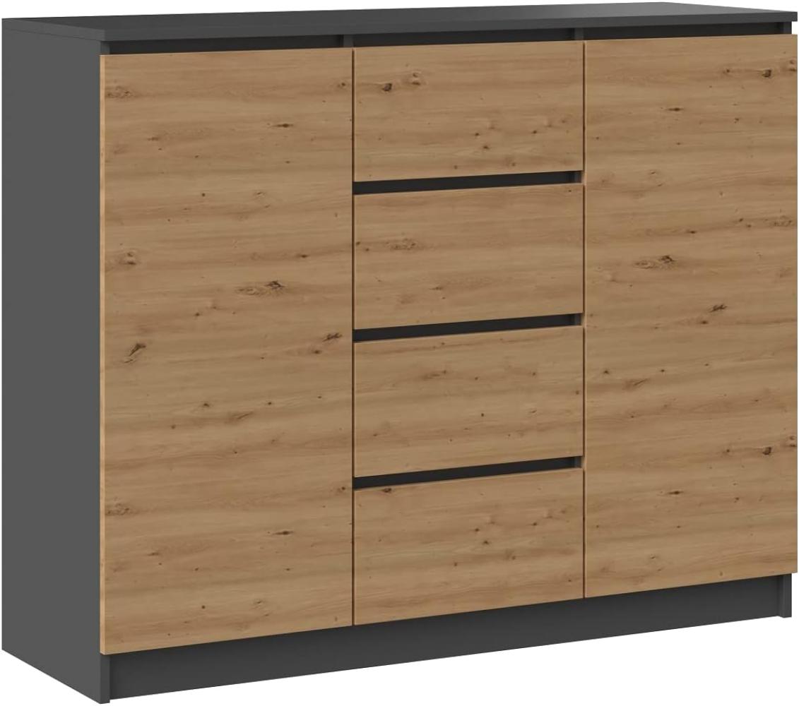 ibonto Nachtkommode Sideboard mit 4 Schubladen & 2 Türen für Schlafzimmer, Wohnzimmer Bild 1