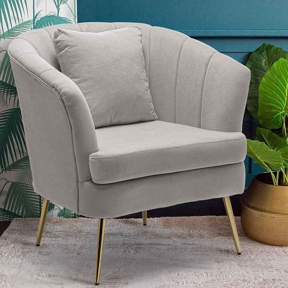 BAKAJI Sessel Relax Stuhl Bezug aus Stoff Struktur Holz und Beine aus Metall, Farbe Gold, gepolstert, modernes Design, gesteppt, große Rückenlehne, Größe 80 x 70 x 80 cm (Grau) Bild 1