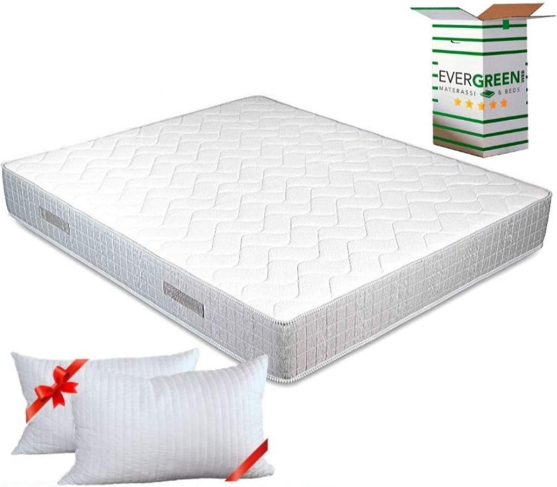 EVERGREENWEB Orthopädische Matratze 160x190 cm aus Waterfoam, 25 cm Hoch + 1 Kissen aus Memory Foam Flocken KOSTENLOS, Ergonomisch, Atmungsaktiv Weiß Bezug, Hypoallergen, Antimilbe | Big Fashion Bild 1