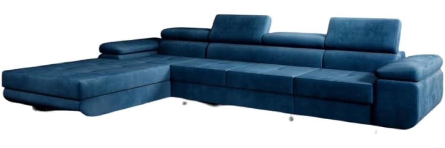 Designer Sofa Calvera Maxi mit Schlaf- und Klappfunktion (Samt) Blau Links Bild 1