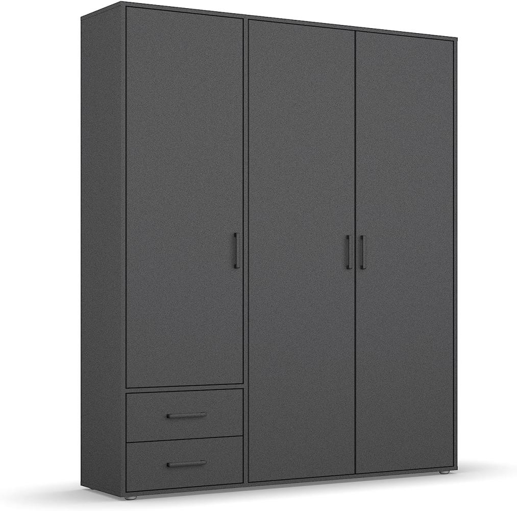 rauch Kleiderschrank; Drehtürenschrank VOYAGER, 3-türig, 2 Schubkästen, Graumetallic, 140x194x53xcm Bild 1