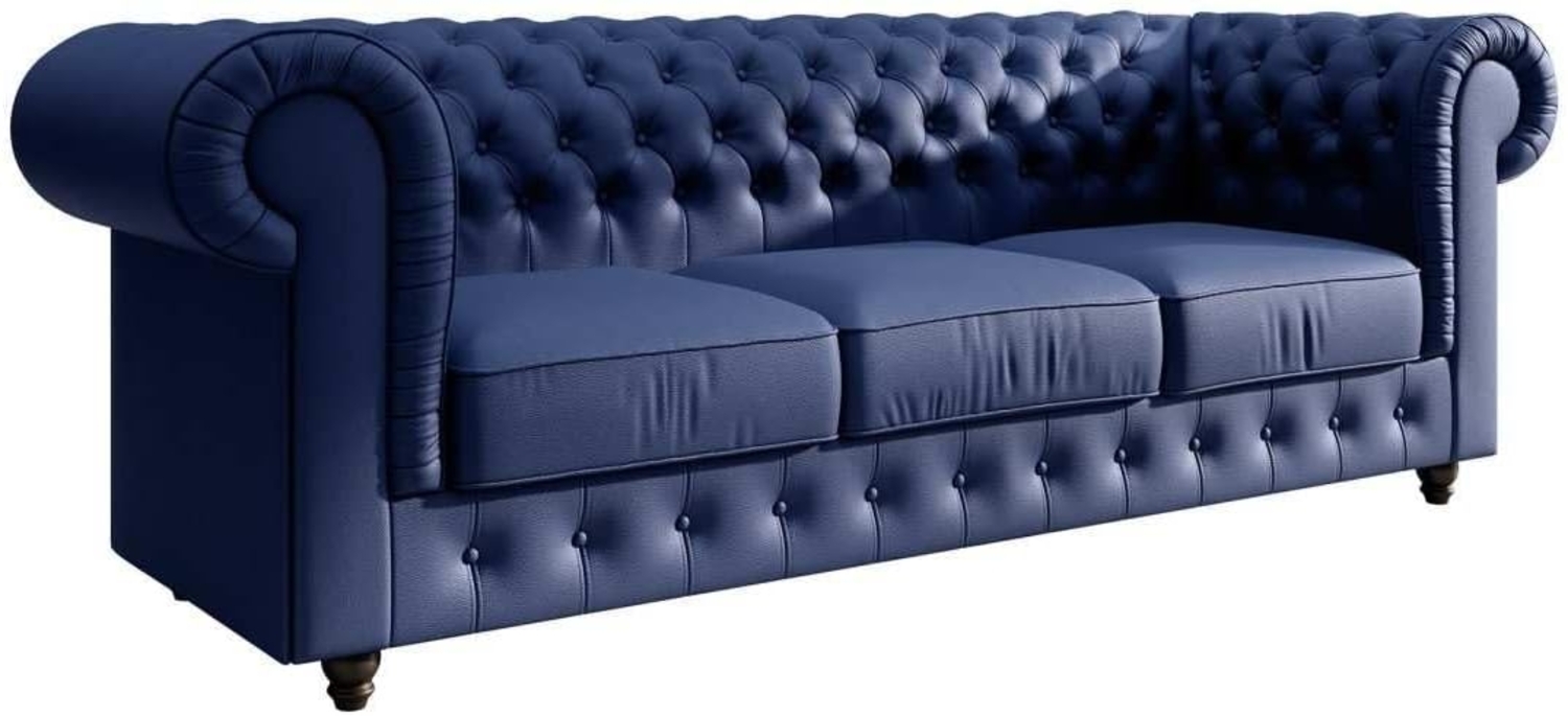 Chesterfield Sofa Hermine (Kunstleder) Dunkelblau Bild 1