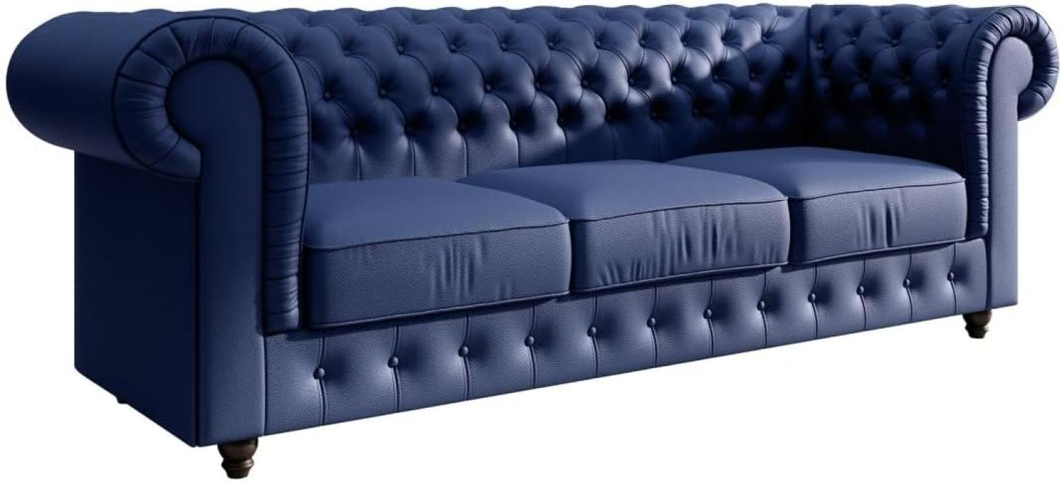 Chesterfield Sofa Hermine (Kunstleder) Dunkelblau Bild 1