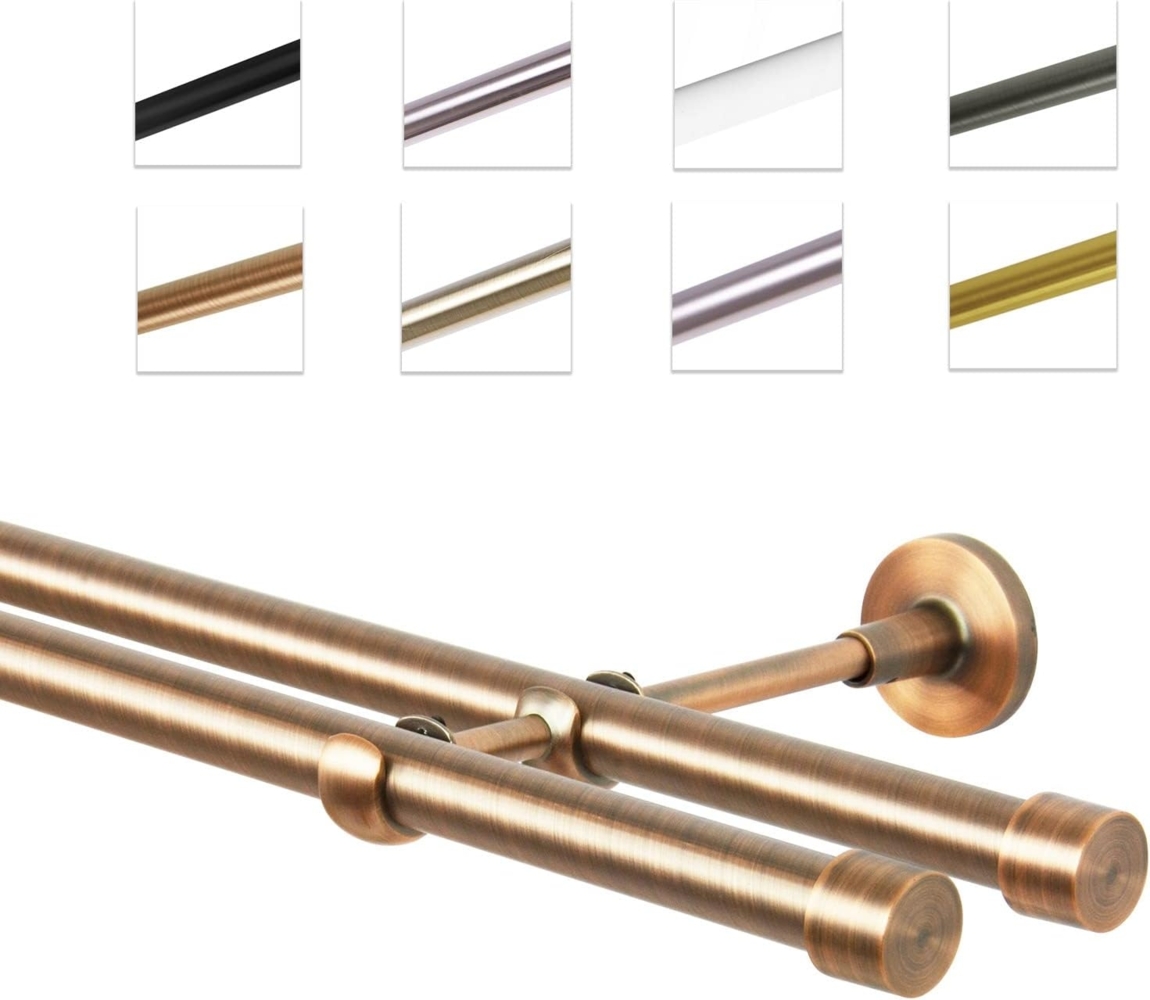 MDEKOR Gardinenstange Vorhangstange 19mm, 2-läufig, 2-läufig Wandmontage, 120 cm Kupfer Bild 1