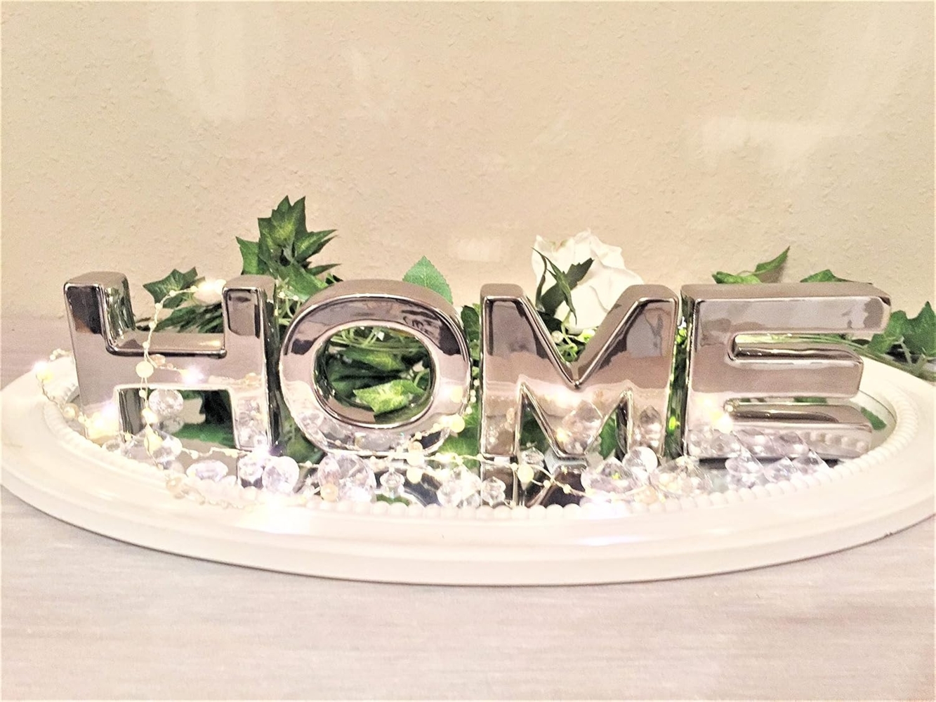 DRULINE Deko-Buchstaben Keramik Buchstaben "HOME" Schriftzug Shabby Chic Bild 1