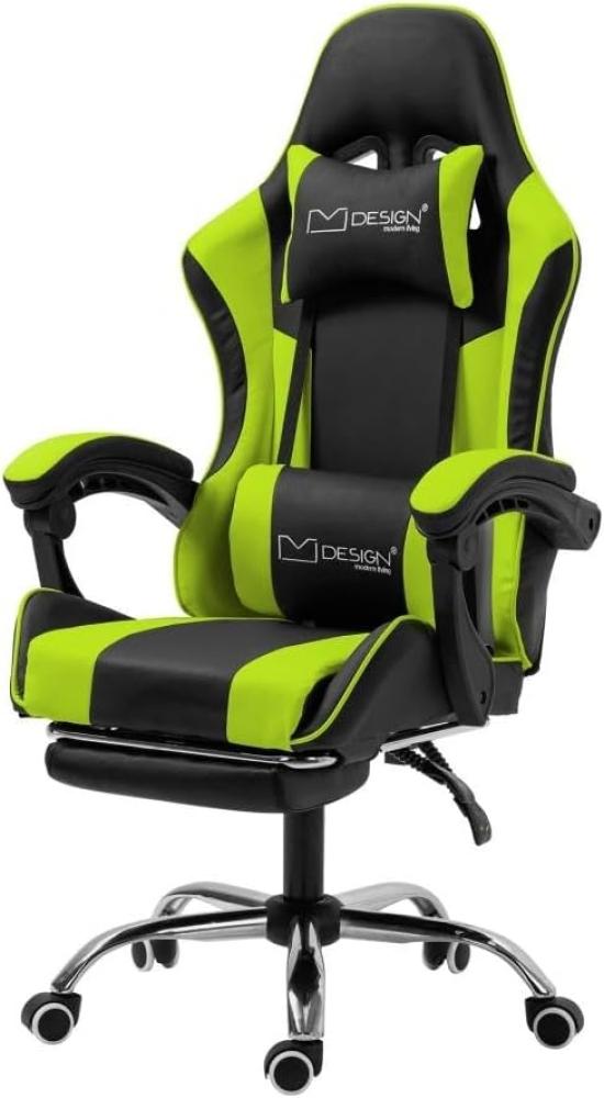 ML-DESIGN Gaming-Stuhl Massage Drehstuhl mit Armlehne, Kopfstütze, Ledenkissen & Fußstütze (Komplett-Set), Ergonomischer Schreibtischstuhl PU-Leder, Computerstuhl Bürostuhl Bild 1