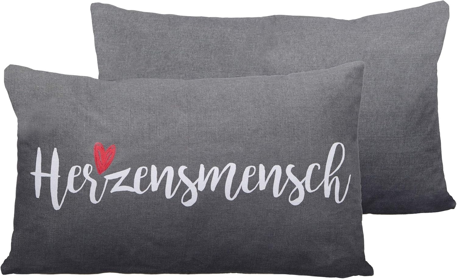 CEPEWA Dekokissen Kissen Herzensmensch Sofakissen mit Herz in grau Bild 1