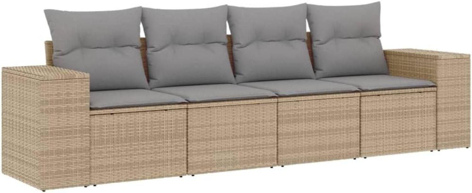 vidaXL 4-tlg. Garten-Sofagarnitur mit Kissen Beige Poly Rattan 3254616 Bild 1