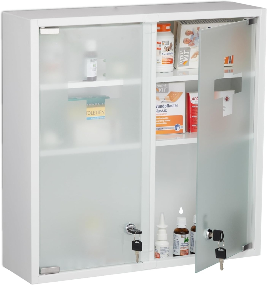 relaxdays Medizinschrank Abschließbarer Medizinschrank Doppeltür Bild 1