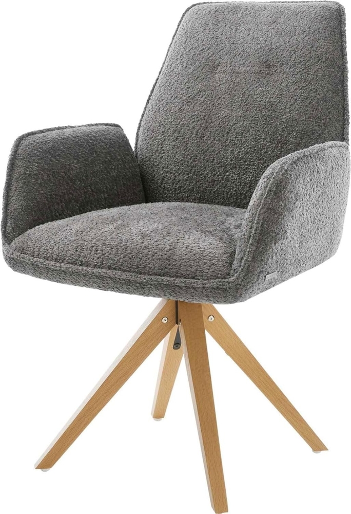 Esszimmerstuhl Zoa-Flex Bouclé Grau Holzgestell kantig Natur Taschenfederkern Bild 1