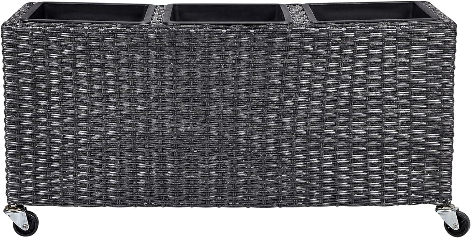 Blumenkübel BELLIS PE Rattan 82 cm Schwarz Bild 1