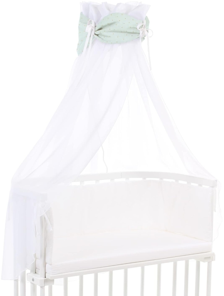 babybay Himmel Organic Cotton Royal mit Schleife passend für alle Modelle, mint Glitzerpunkte gold Bild 1